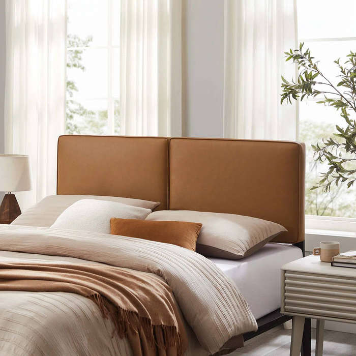 Lumi Gold Leather Queen Headboard