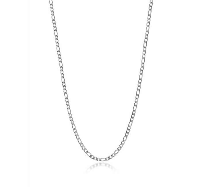 3mm Men's Figaro Link Silver Plated Stainless Steel Necklace