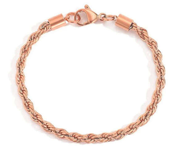 4mm Rope Chain Twist Stainless Steel Bracelet in Jewellery Gift Box
