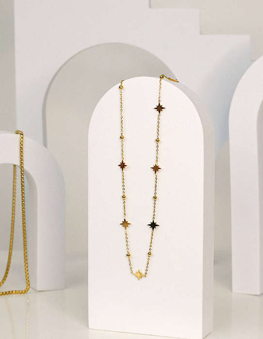 18k Gold Plated Stainless Steel Star Necklace in Velvet Jewellery Box