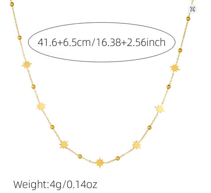 18k Gold Plated Stainless Steel Star Necklace in Velvet Jewellery Box