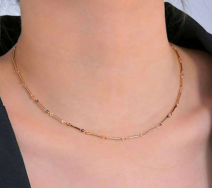 Gold Colour Zinc Alloy Bar Link Chain Necklace