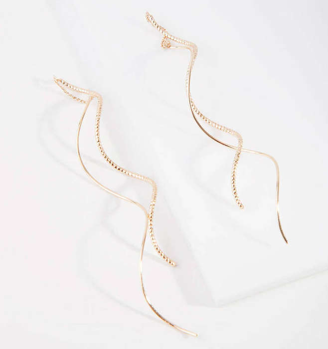 Gold Wave Thread-Through Featherlite Earrings