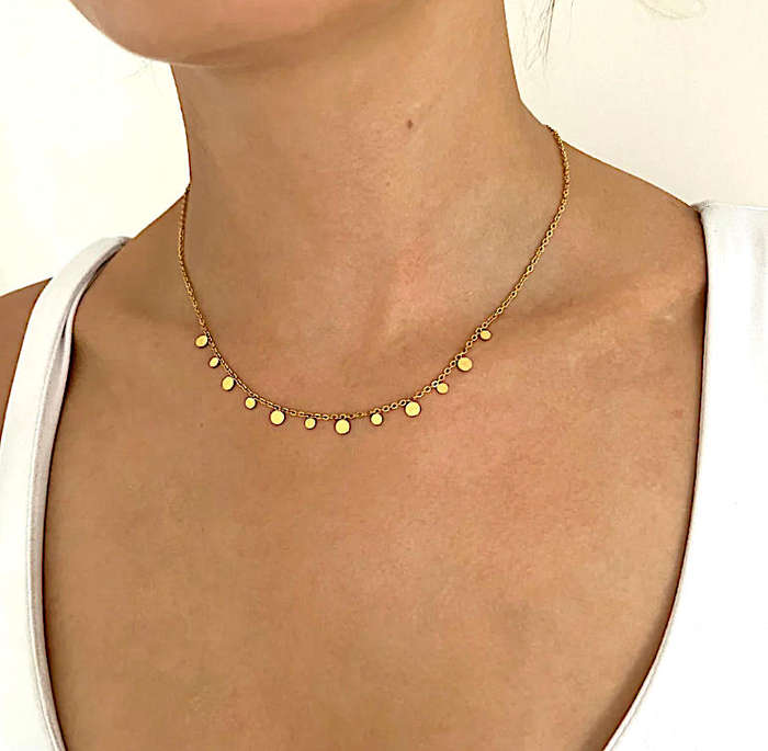 Gold Plated Circles Charm Necklace | Gold Plated Stainless Steel
