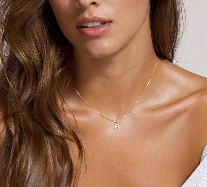 Gold Stainless Steel  Initial Letter Necklaces - in High Quality Velvet Jewellery Gift Box
