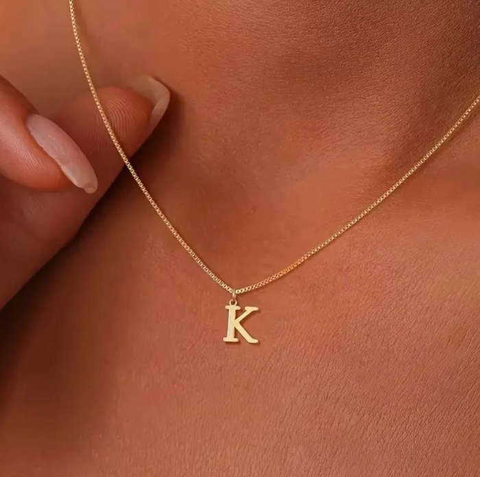 Gold Stainless Steel  Initial Letter Necklaces - in High Quality Velvet Jewellery Gift Box