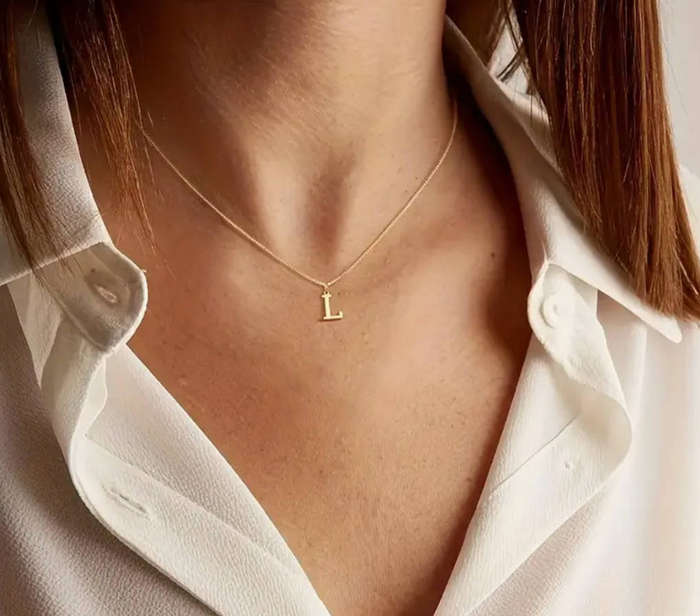Gold Stainless Steel  Initial Letter Necklaces - in High Quality Velvet Jewellery Gift Box