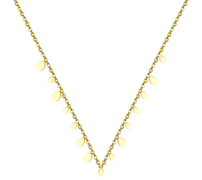 Gold Plated Teardrop Charm Necklace | Gold Plated Stainless Steel