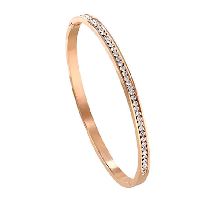Gorgeous Cubic Zirconia Rose Gold Stainless Steel Clip Bangle in Jewellery Gift Box