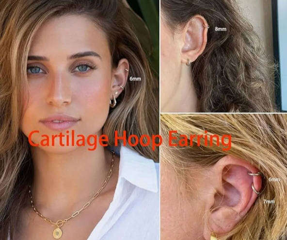 Set of 5 Silver Plated Huggie Hoop Stainless Steel Earrings
