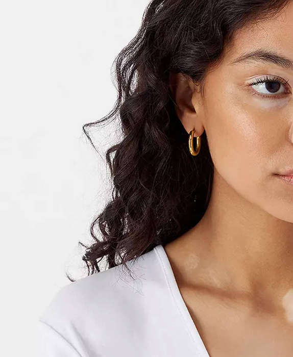 Gold Plated 20mm Small Chunky Hoop Earrings  Waterproof Stainless Steel Huggie Hoops for Women