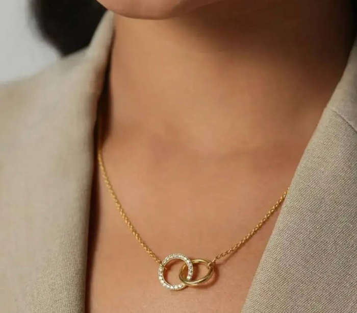 Gold Colour Connecting Circles Zinc Alloy Necklace
