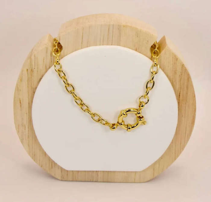 18k Gold Plated Toggle Clasp Necklace