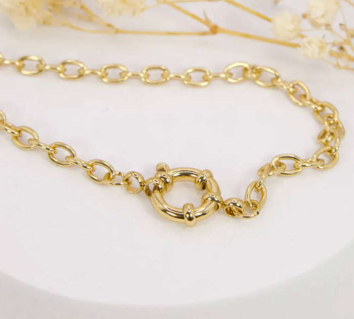 18k Gold Plated Toggle Clasp Necklace