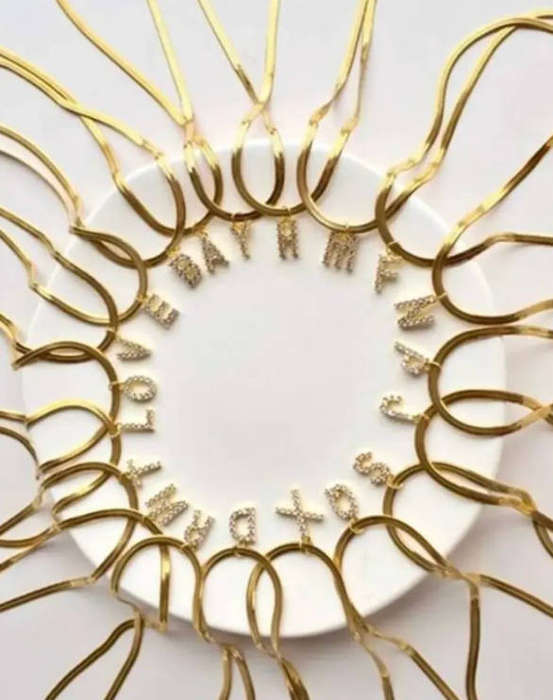 Gold Colour Stainless Steel Charm Snake / Herringbone Pendant Necklace in Jewellery Gift Box