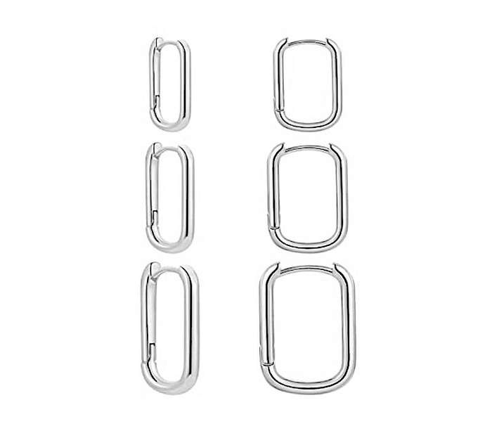 Set of 3 Silver Plated Stainless Steel CZ Earrings