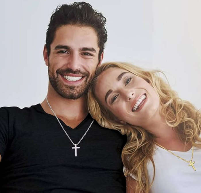 Cross Necklace for Men  316L Durable Stainless Steel Pendant in Silver on 55cm Rope Chain