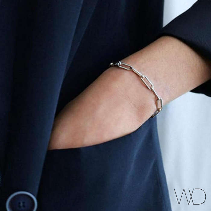 Waterproof Silver Plated T-Bar Paperclip Bracelet - Hypoallergenic Stainless Steel