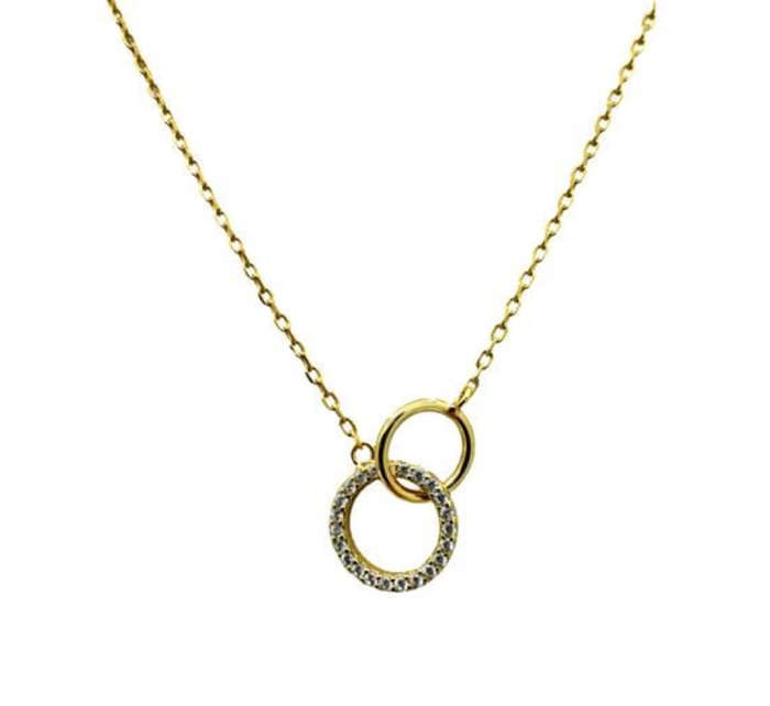 Gold Colour Connecting Circles Zinc Alloy Necklace