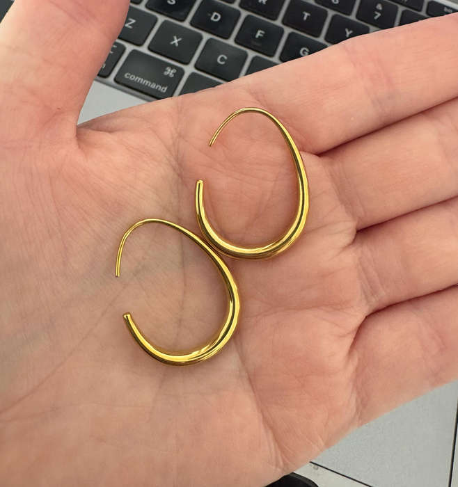 Gold Plated Ciara Oval Hoop Earrings