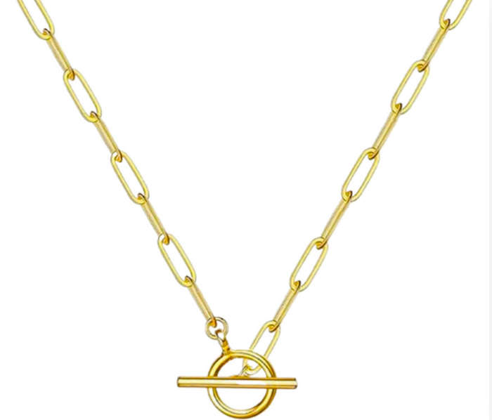 Gold Plated Paperclip Link Toggle Necklace  45cm | Gold Plated Stainless Steel