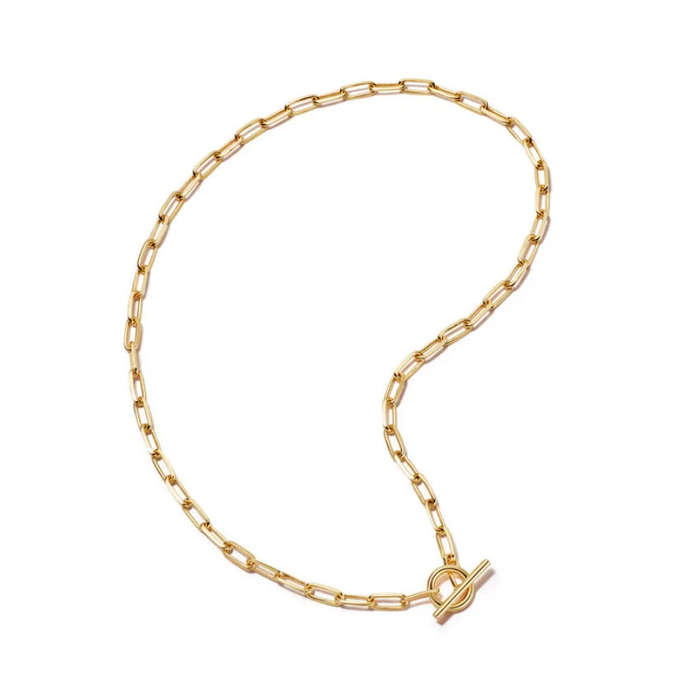 Gold Plated Paperclip Link Toggle Necklace  45cm | Gold Plated Stainless Steel