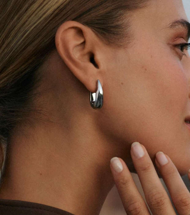 Silver Plated Stainless Steel Crest Style Earrings