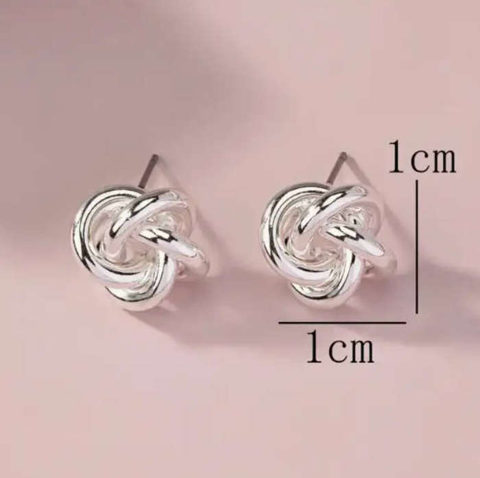 Twisted Knot Stud Earrings - Silver Plated in Jewellery Gift Box