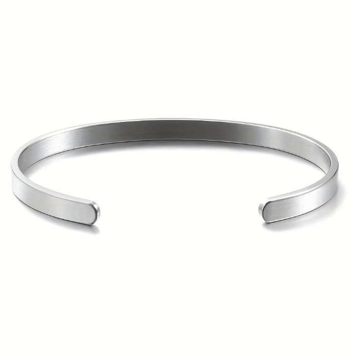 Mens Silver Plated Stainless Steel Non Tarnish Bangle