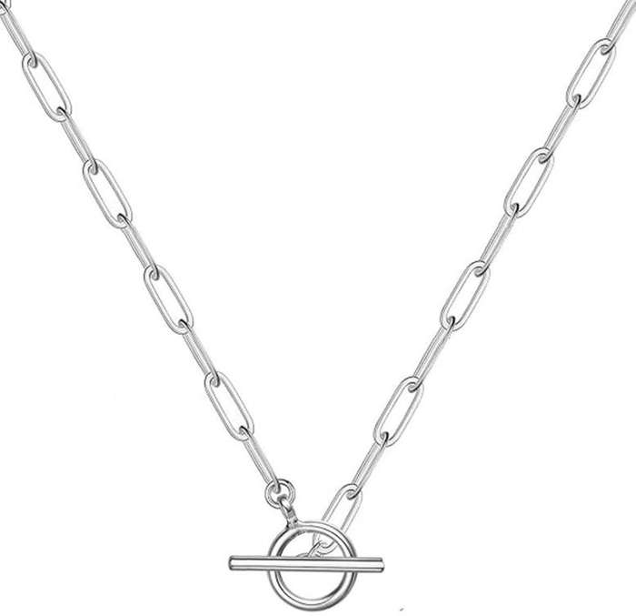 Silver Plated Paperclip Link Toggle Necklace  45cm | Silver Plated Stainless Steel