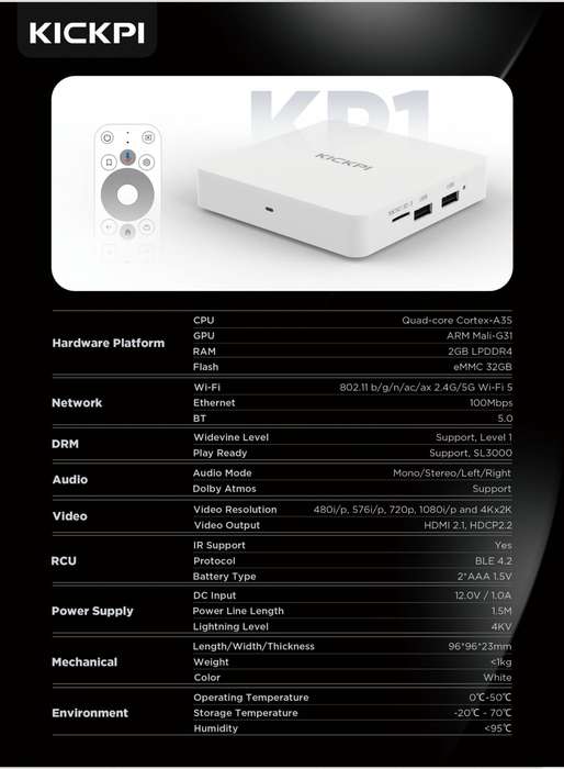 KICKPI android TV box 4K google certified TV box