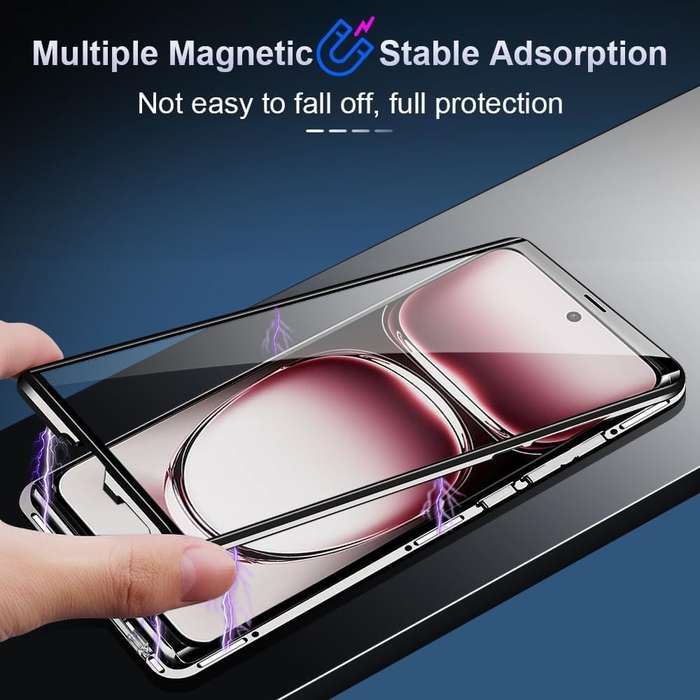 360° Magnetic glass case dual sided protection metal frame for Oppo Reno12 Pro Reno12 Pro
