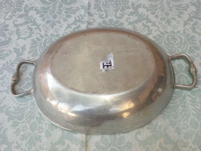 TWO ALUMINUM ALLOY PEWTAL SERVING TRAYS