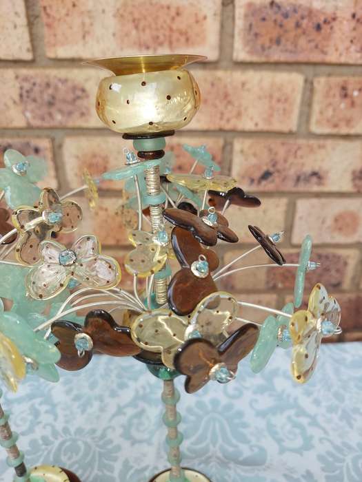A VINTAGE SET OF JEWISH WEDDING GIFT LOLA ART DECOR CANDLE STANDS