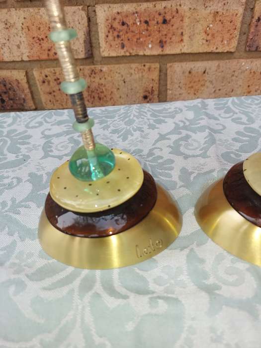 A VINTAGE SET OF JEWISH WEDDING GIFT LOLA ART DECOR CANDLE STANDS