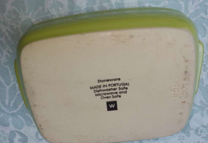 TWO GREEN COLOURED STONEWAREOVEN PROOF LAZANIA DISHES