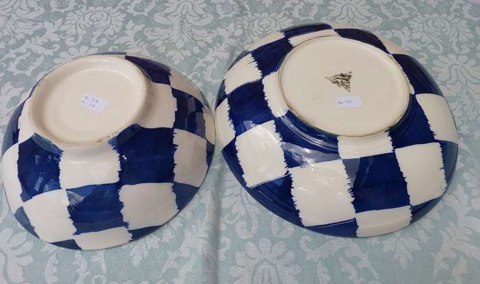 TWO CHECKERED ART DECOR ceramic /porcelain  SERVING BOWLS