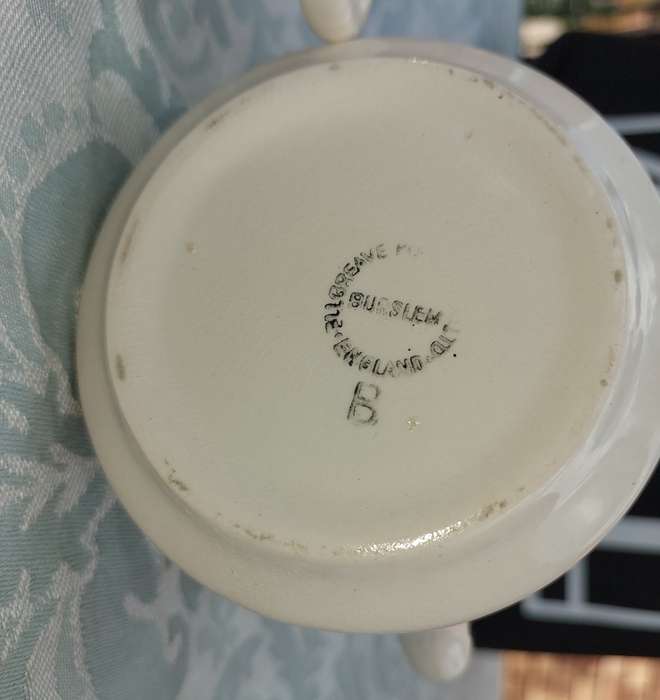 AN ANTIQUE TEA JUG SET MADE IN ENGLAND CERAMIC WITH SILVER PLATED COVERS SOLD AS