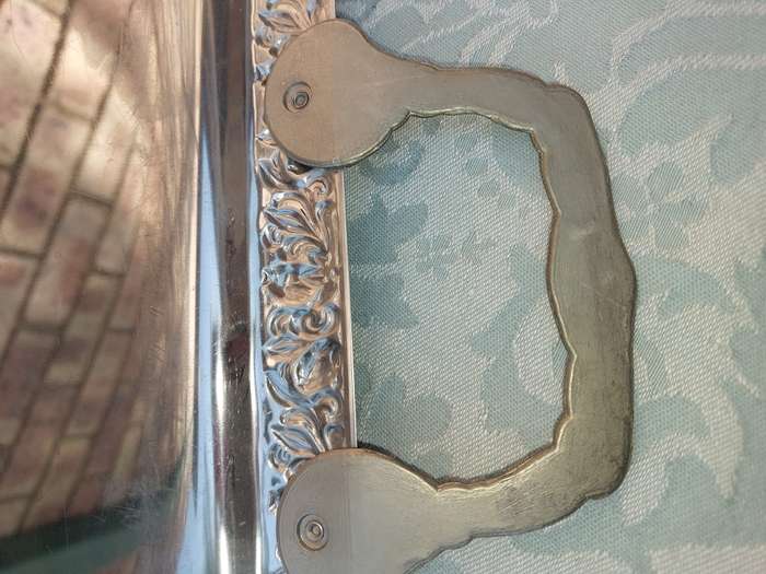 TWO VINTAGE EDWARDIAN SILVERPLATED SERVING TRAYS
