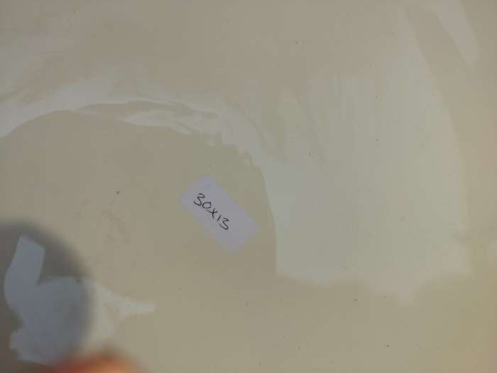 A CAROL BOYES STYLE PUTHAL SERVING BOWL WITH A ACRYLIC INNER BEIGE IN COLOUR SOLD AS IS