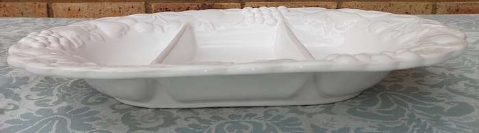 A THREE DIVISION ART DECOR PORCELAIN SERVING PLATTER SOLD AS IS