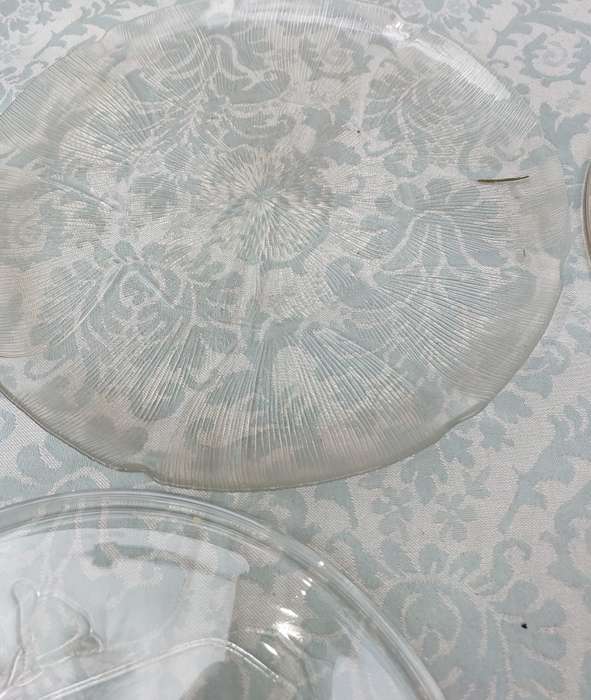 Glass art decor serving platters - set of 7