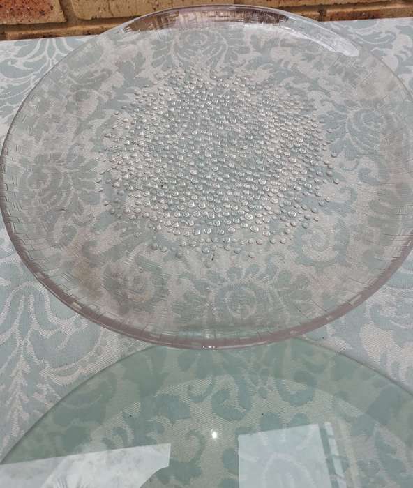 Glass art decor serving platters - set of 7