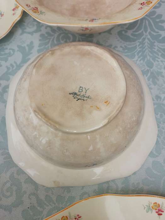 A VINTAGE OF WHITE WITH A FLORAL DESIGN DINNER SET BY ALFRED MEAKEN ENGLAND SOLD AS IS