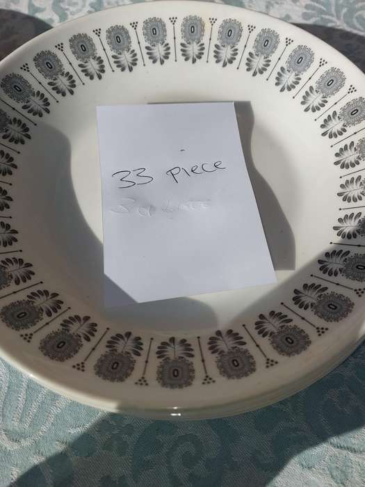 A VINTAGE PORCELAIN FINE CONSTANTIA DINNER PLATE SET SABS STAMPED SOLD AS IS