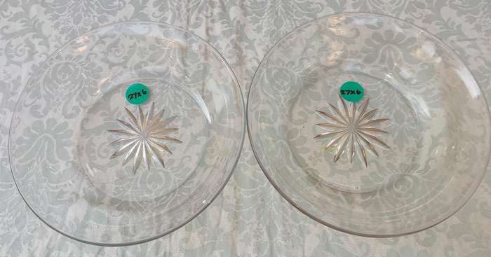TWO ART DECOR  GLASS SERVING BOWLS SOLD AS IS