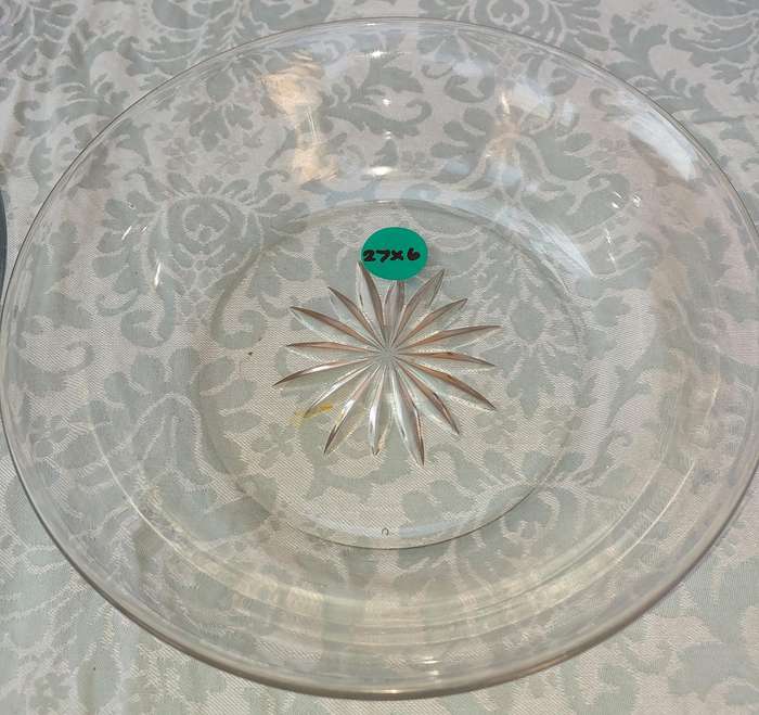 TWO ART DECOR  GLASS SERVING BOWLS SOLD AS IS