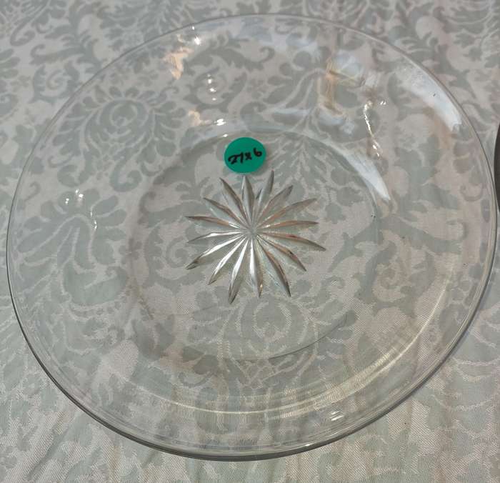 TWO ART DECOR  GLASS SERVING BOWLS SOLD AS IS