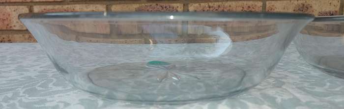 TWO ART DECOR  GLASS SERVING BOWLS SOLD AS IS