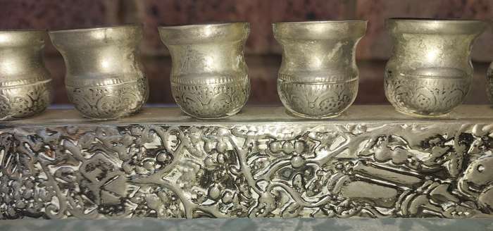 A VINTAGE ISRAEL JUDAICA MENORA SOLD AS IS
